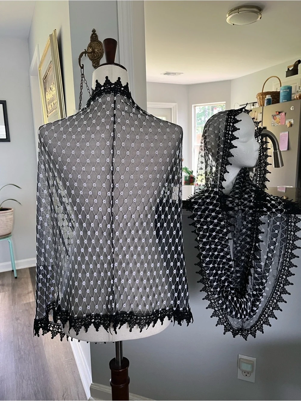 Inspire Sheer  Lace Trim Shawl Scarf - Veil